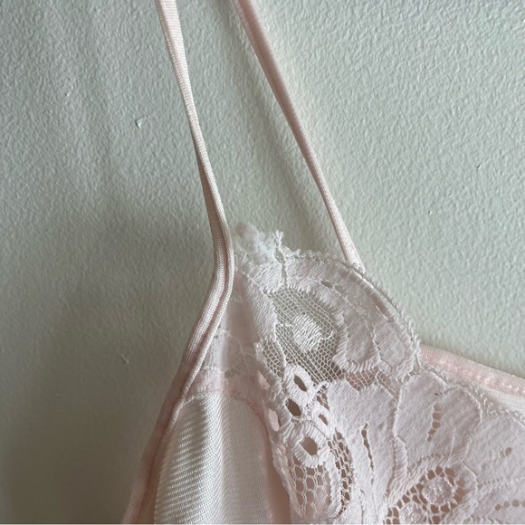 Vintage Pale Pink Lace Romper Teddy | Coquette Lingerie Sleepwear Small feminine - Picture 7 of 10